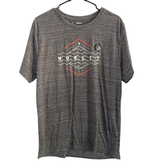 Hurley Ultrasoft Mens L Gray Heather Crewneck T-Shirt Tides Blended Graphic Tee - Picture 1 of 6